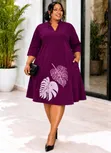 Women's Shift Dress with Flower Design - 1