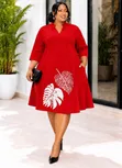 Women's Shift Dress with Flower Design - 3