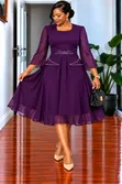 Chiffon Circular Dress yenye Peplum - 1