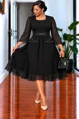 Chiffon Circular Dress yenye Peplum - 3