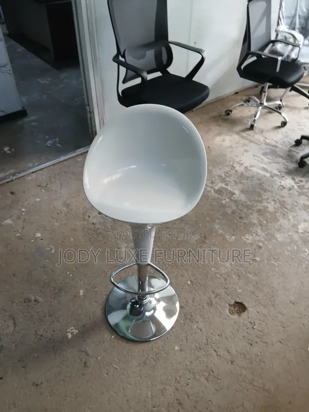 White Adjustable Bar Stool - 1