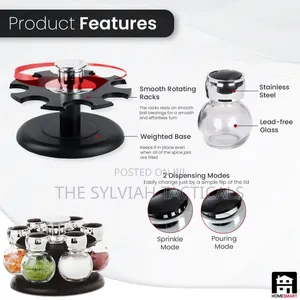 Revolving Spice Rack | Seti ya Vioo vya Viungo 6