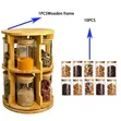 Bamboo 360° Rotating Spice Rack with 10 Glass Jars - 2