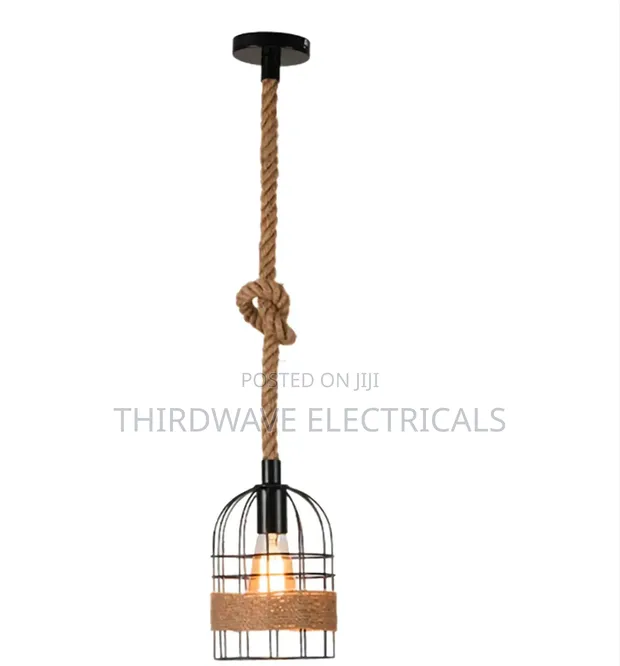 Vintage Hemp Rope Pendant Light - 1