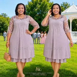 Kanzu ya Chiffon yenye Lace Yoke Iliyopambwa