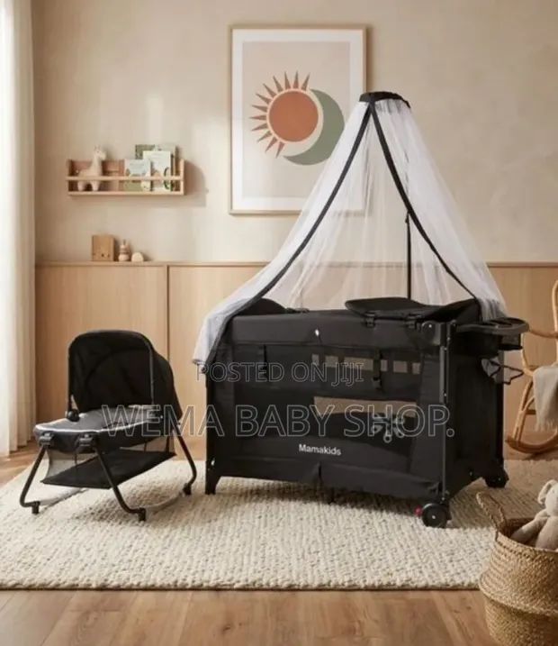 4-in-1 Multifunctional Co-Sleeper & Playpen Travel Cot - 1
