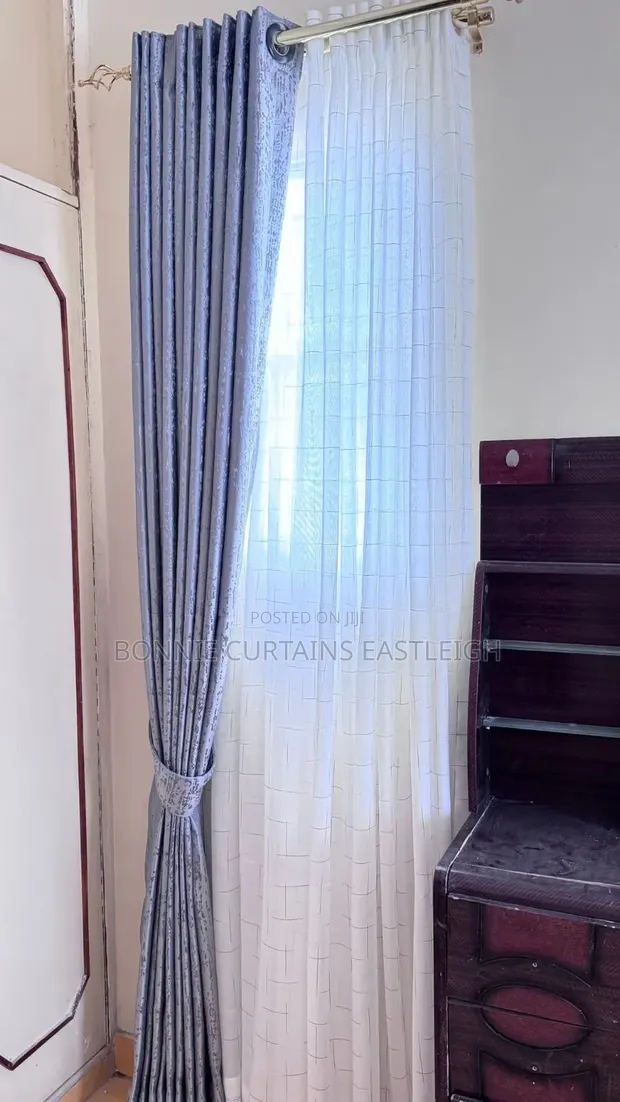 Elegant Green Curtains and White Sheers - 1