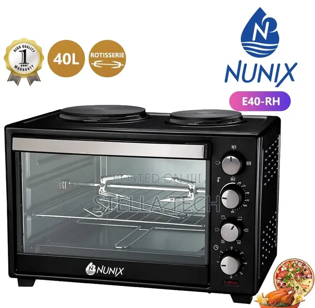 Nunix 40L Electric Rotisserie Oven with Double Hot Plate - 1