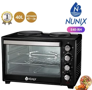 Nunix 40L Oven ya Rotisserie ya Umeme na Hot Plate Mbili