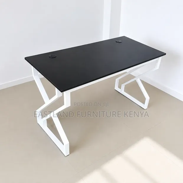 Modern Black & White Executive Office Desk - X-Frame - 1