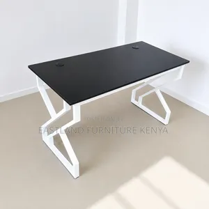 Modern Black & White Executive Office Desk - X-Frame