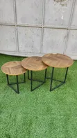 Meza 3-in-1 za Kisasa za Mviringo za Walnut na Miguu Nyeusi - 2