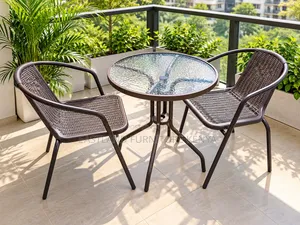 Seti ya Bistro ya Patio ya Kisasa ya Viti 2 - Meza ya Kioo & Viti