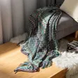 Bohemian Knitted Throw Blanket with Tassels - 1
