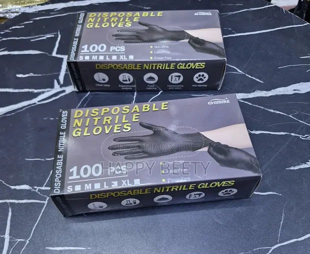 Premium Black Nitrile Gloves - 100pcs/Box, Powder-Free, Latex-Free - 1