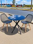 Modern Outdoor Bistro Set - Round Glass Table - 1