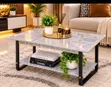 Imported Marble Top Coffee Table with Shelf - 1