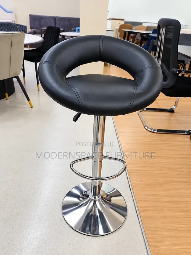Adjustable Bar Stool with Swivel and Footrest - 1