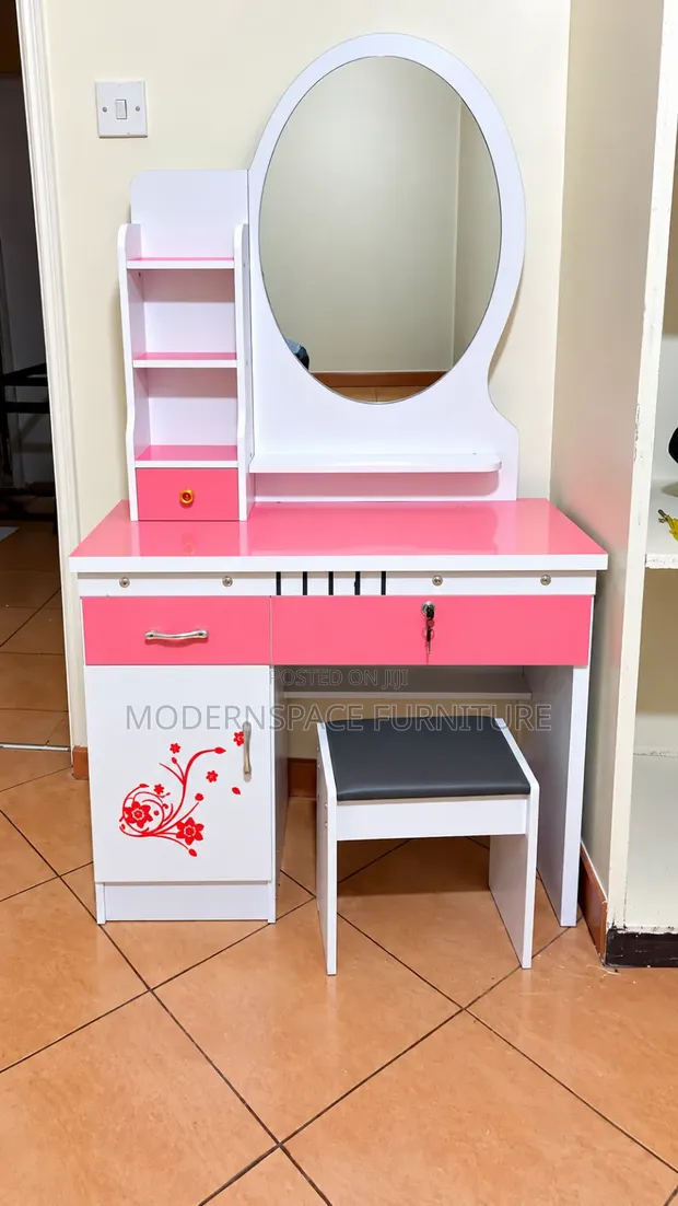 Girls Dressing Table with Mirror and Stool - 1