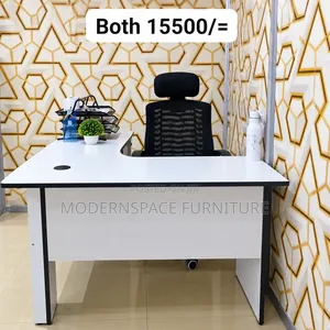 Ofisi ya Kisasa ya Dawati na Kiti cha Ergonomic - Nyeupe