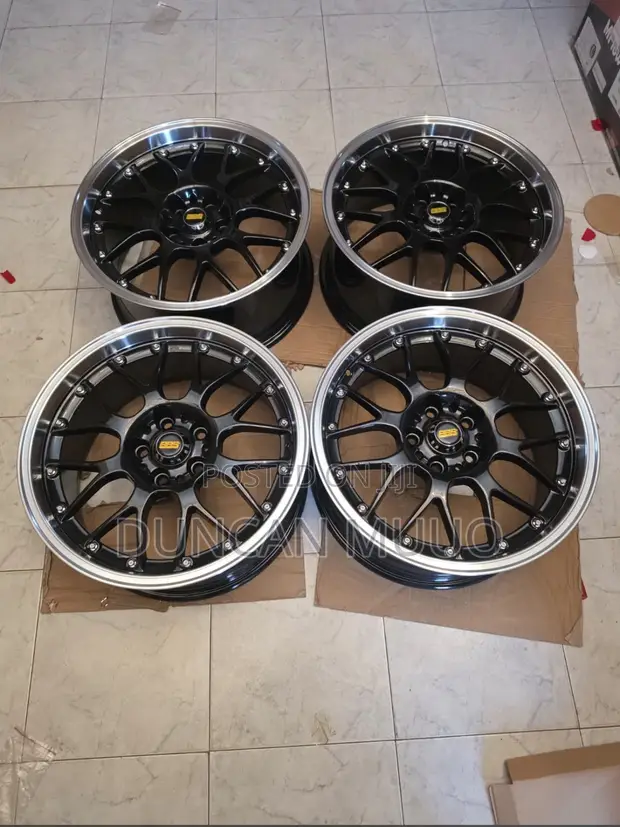 18" 5x114.3 BBS Wheels - Black with Polished Lip - 1