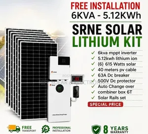 Mfumo wa Solar wa Lithium 6KVA/5kWh na Paneli 6x615W Bifacial