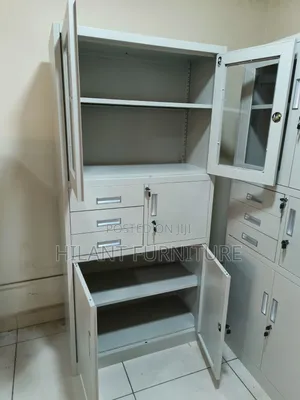 Boss Office Products Steel File Cabinet with Lockable Glass Doors & Drawers