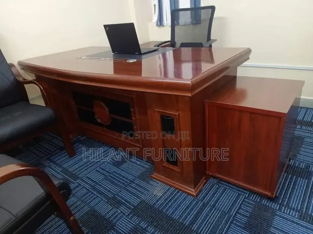 Mahogany 1.6m Executive Office Chair with Movable Pedestals - 1
