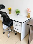 White Office Desk and Chair Set - 1