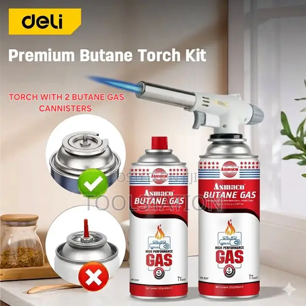 Butane Gas Torch with 2 Canisters - 1