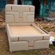 5x6 Cream Bed Frame with Padded Headboard - 2