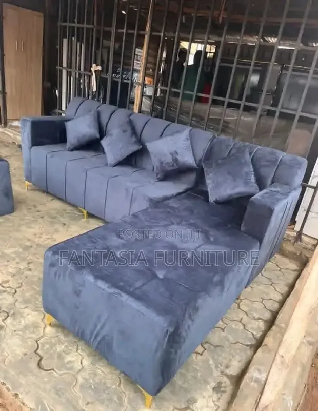 7 Seater Dark Grey L-Shaped Sectional Sofa - 1