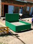 5x6 Green Velvet Bed with Gold Feet - 2