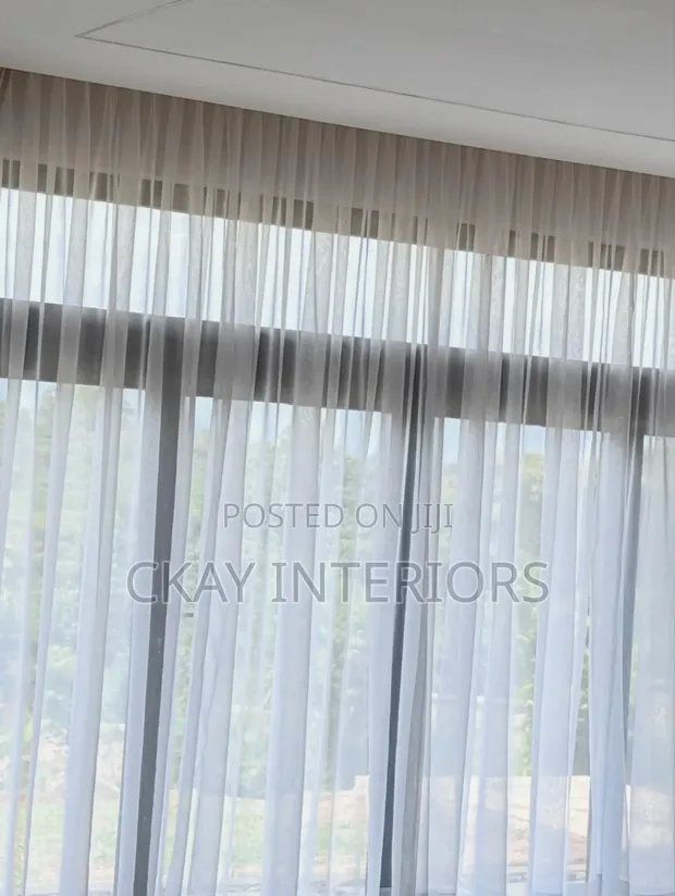 Plain White Transparent Window Curtain Sheers (Per Metre) - 1