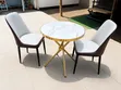 Luxury Marble-Top Dining Set with Gold Base & 2 Chairs - 2