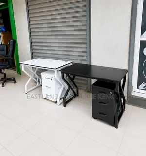 Modern X-Frame Office Desk with Lockable Pedestal