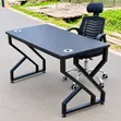 Premium Black Z-Frame Office Desk with Ergonomic Mesh Chair - 1