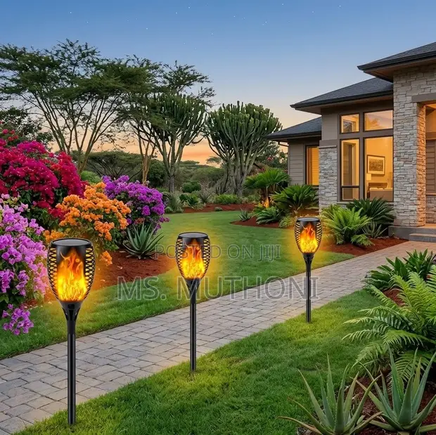 3 Pcs Waterproof Solar Flame Lights Dusk-to-Dawn - 1