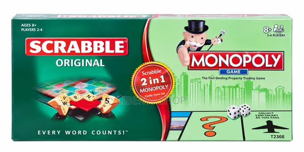 2-in-1 Scrabble & Monopoly Board Game - Family Fun - 1