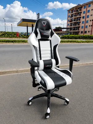Premium Black and White Racing Gaming Chair with Headrest