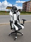 Premium Black and White Racing Gaming Chair with Headrest - 2