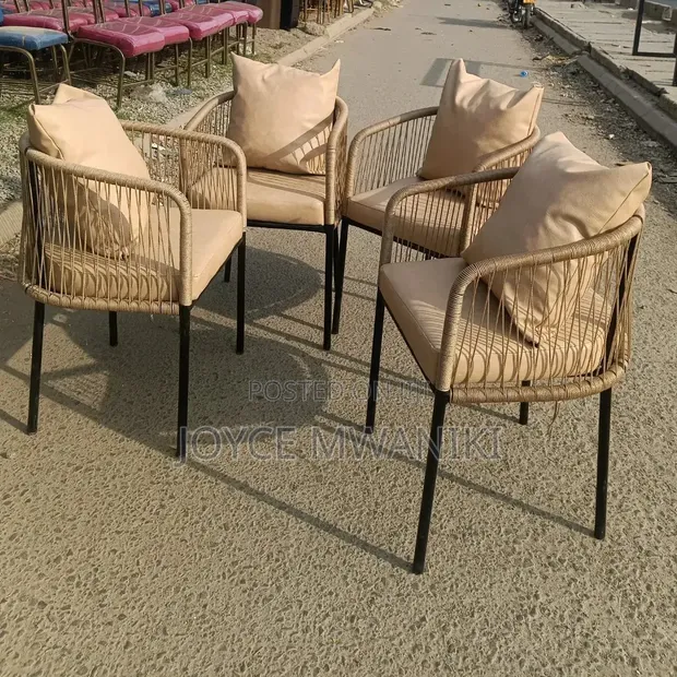 Woven Outdoor Chairs (Beige) - Restaurant/Balcony - 1