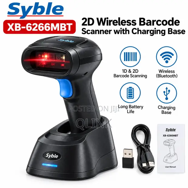Syble XB-6266MBT 2D Wireless Barcode Scanner na Charging Base - 1