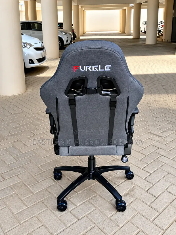 Premium Grey Fabric Gaming Chair with Ergonomic Headrest - 1