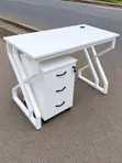 Modern White Office Desk with 3-Drawer Pedestal - 1