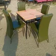 Restaurant Set: Green Chairs & Wooden Square Table - 1