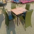 Restaurant Set: Green Chairs & Wooden Square Table - 2