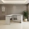 White Round Curved 1200mm Home Office Computer Desk - 1