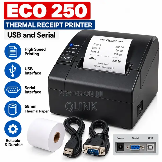 Epos Eco 250 Thermal Receipt Printer - USB/Serial - 1