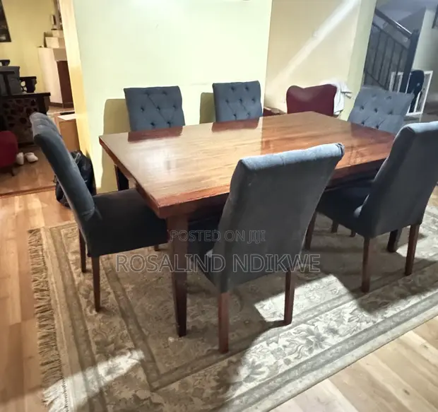 Elegant 6-Seater Polished Wooden Dining Set - 1
